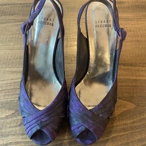 Stuart Weitzman Purple Jacquard Heels - Size 8